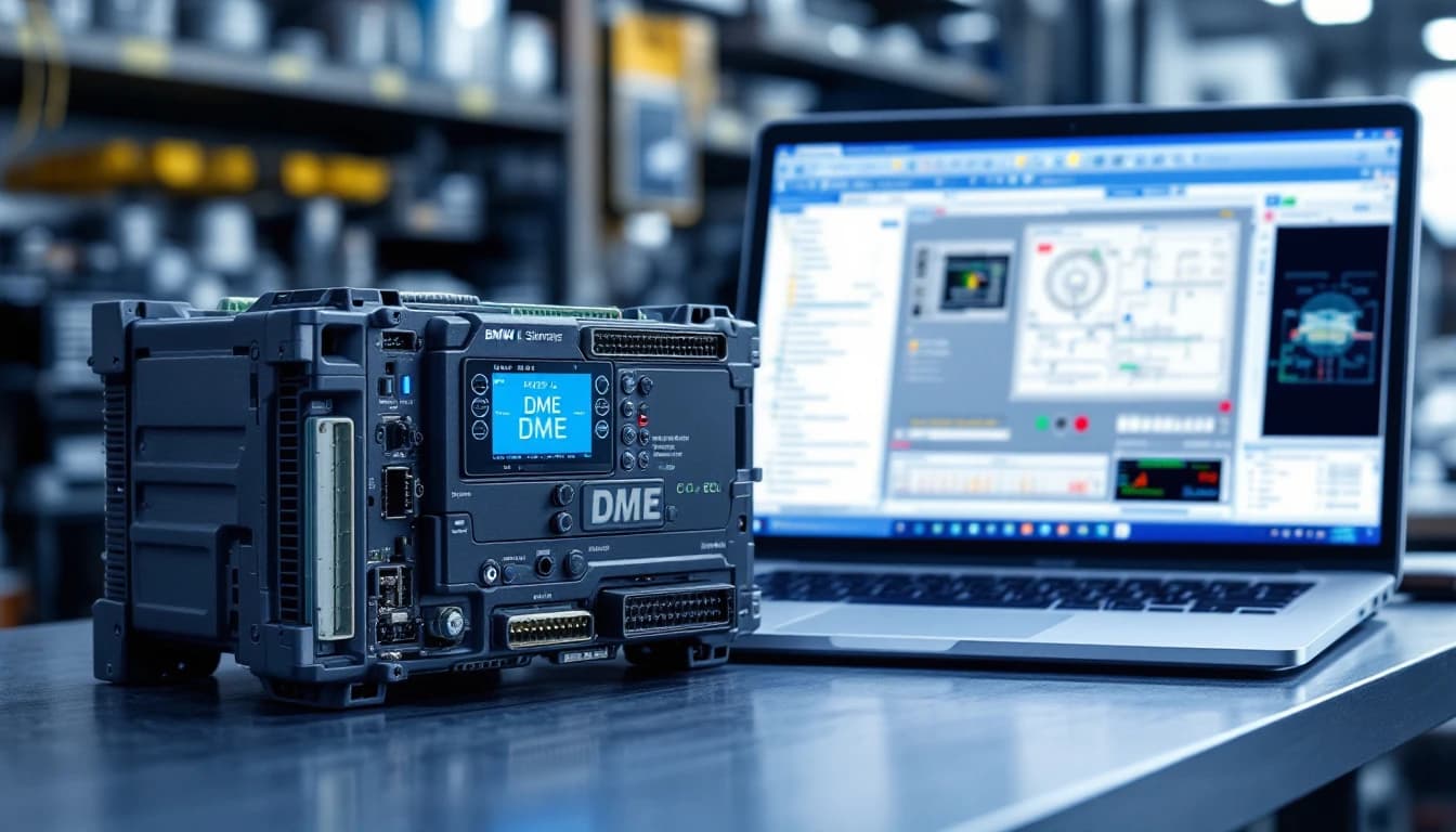 Macro view of BMW DME circuit board with EEPROM access